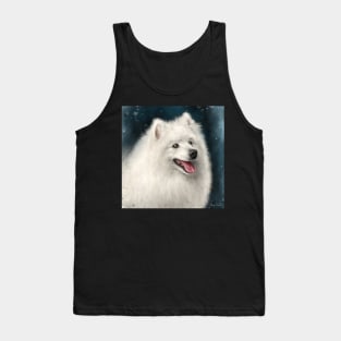 Painting of a White Japanese Spitz Dog Smiling Tank Top